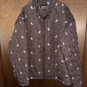 Mens XXXL brown quilted zip up jacket
